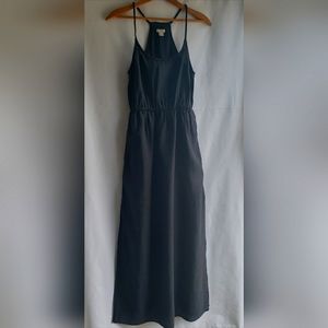 J.Crew Black 100% Linen Braided Trim Straps Maxi Dress Sz: XS.